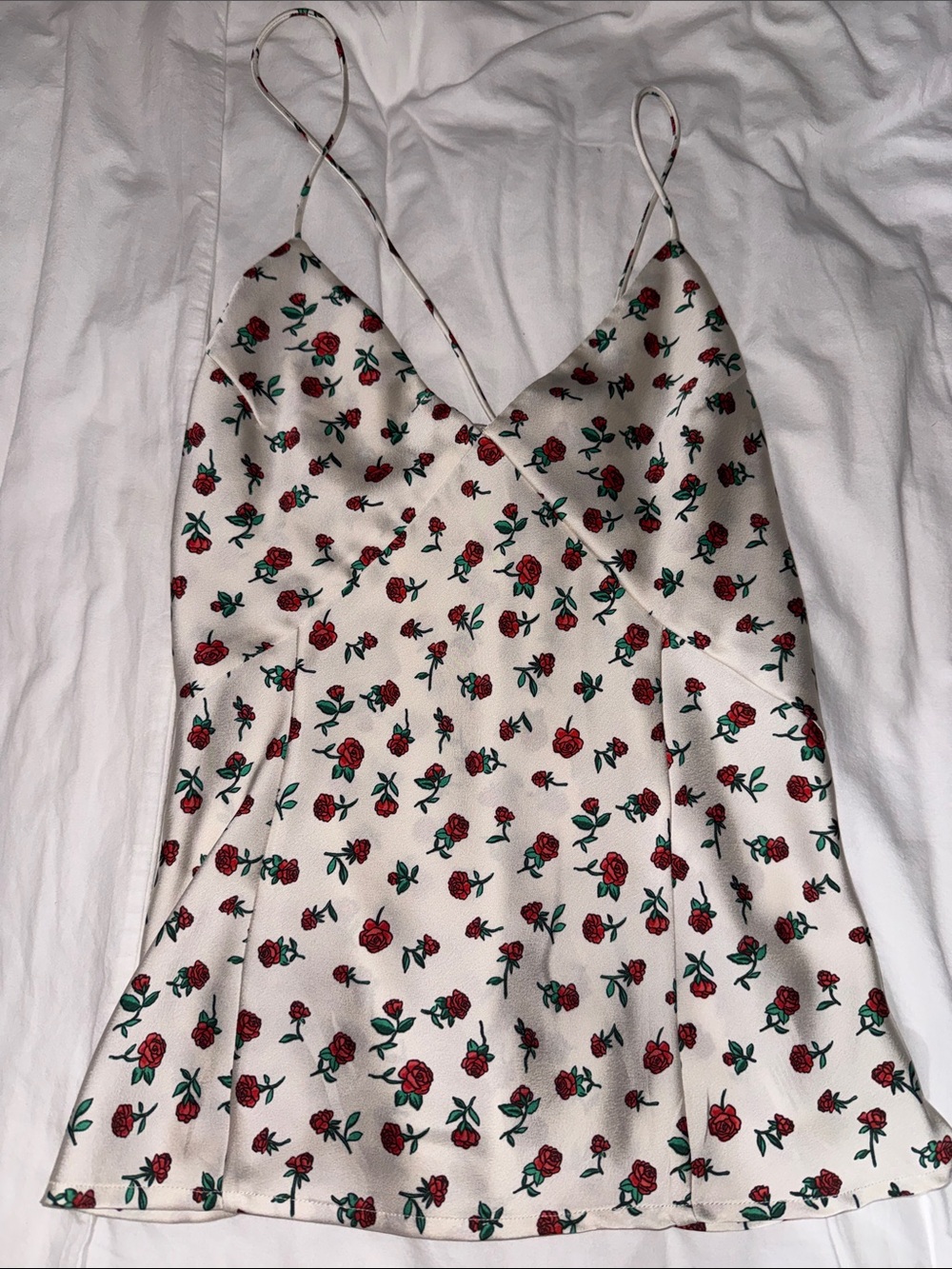 a new day Cream Cami with Red Rose Print